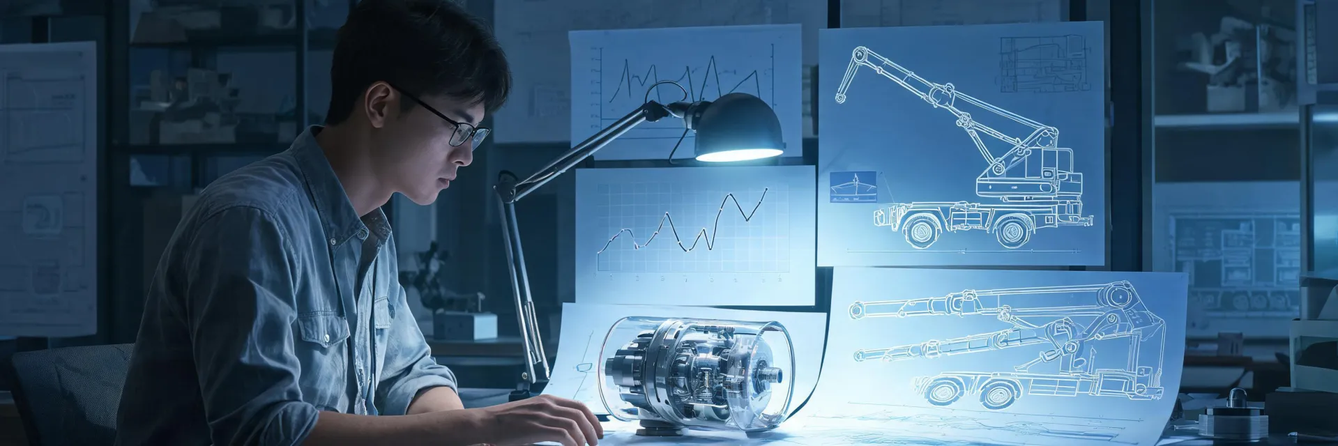 Engineer reviewing concrete boom pump pressure charts
